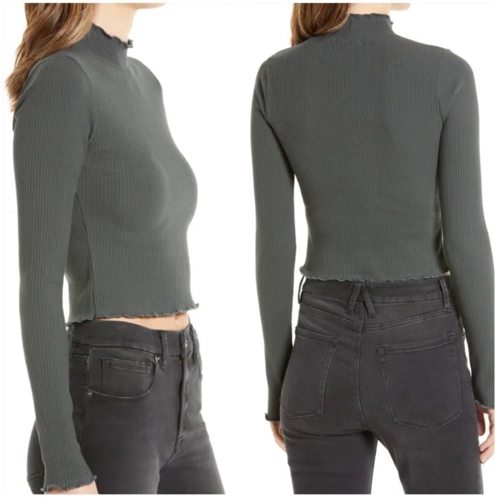 NWT Good American Mock Neck Ribbed Tee in Ink, size 2 (S/M) - Picture 2 of 9